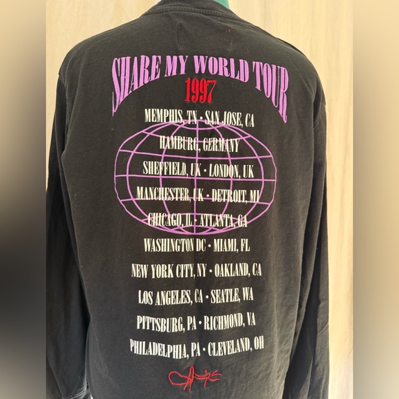 Black Long Sleeve Graphic Aaliyah Shoe Palace Music Conert Tee size L crew neck - Picture 4 of 9